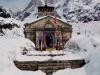 View of Kedarnath Dham surrounded by heavy snow 