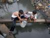 filling contaminated water from pipe line to drink